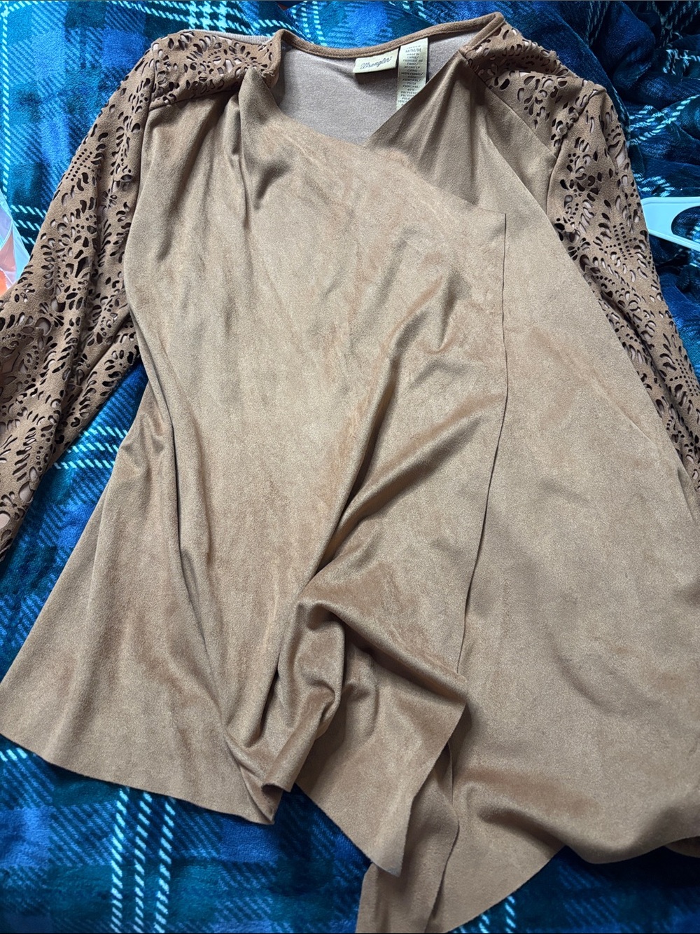 Wrangler Suede-Look Top in Camel Brown